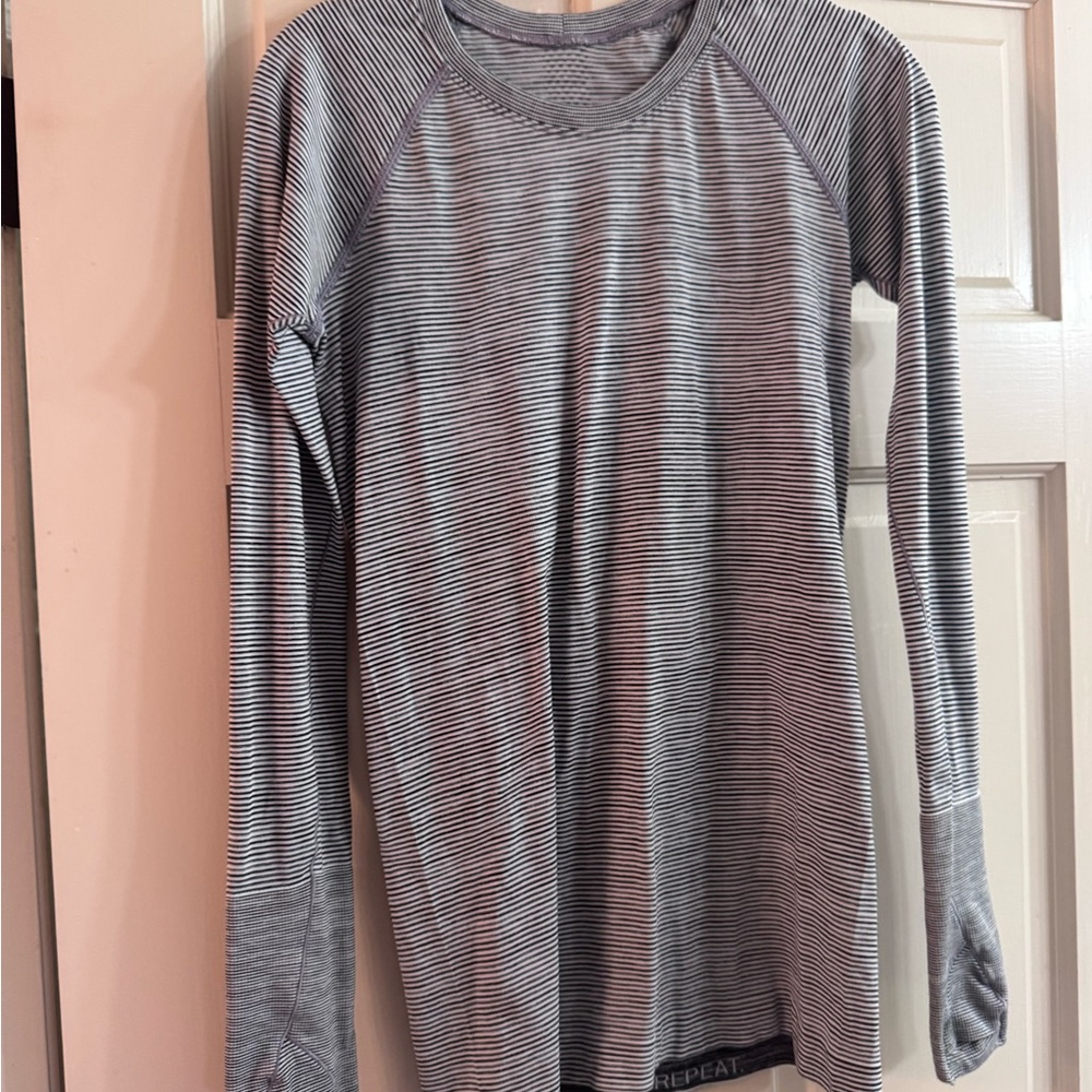 lululemon athletica Black and White Striped Long Sleeve Tee